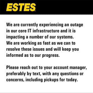 Estes Outage Tweet
