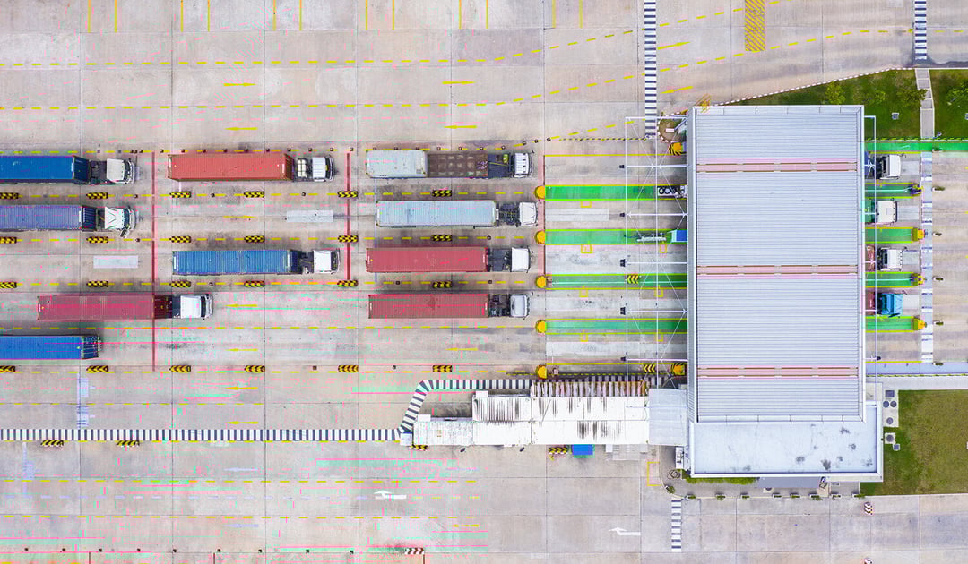 Overhead Trucks Port Gate