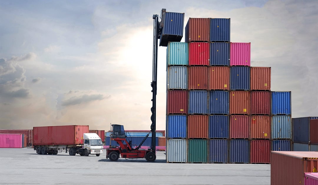 Tall Intermodal Container Stack