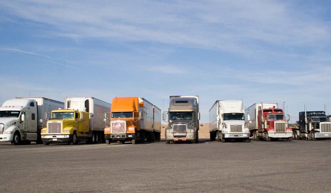 Trucks parked lined up
