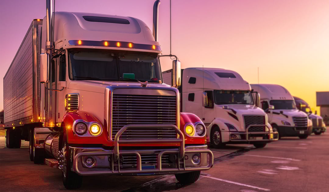 Trucks parked front view