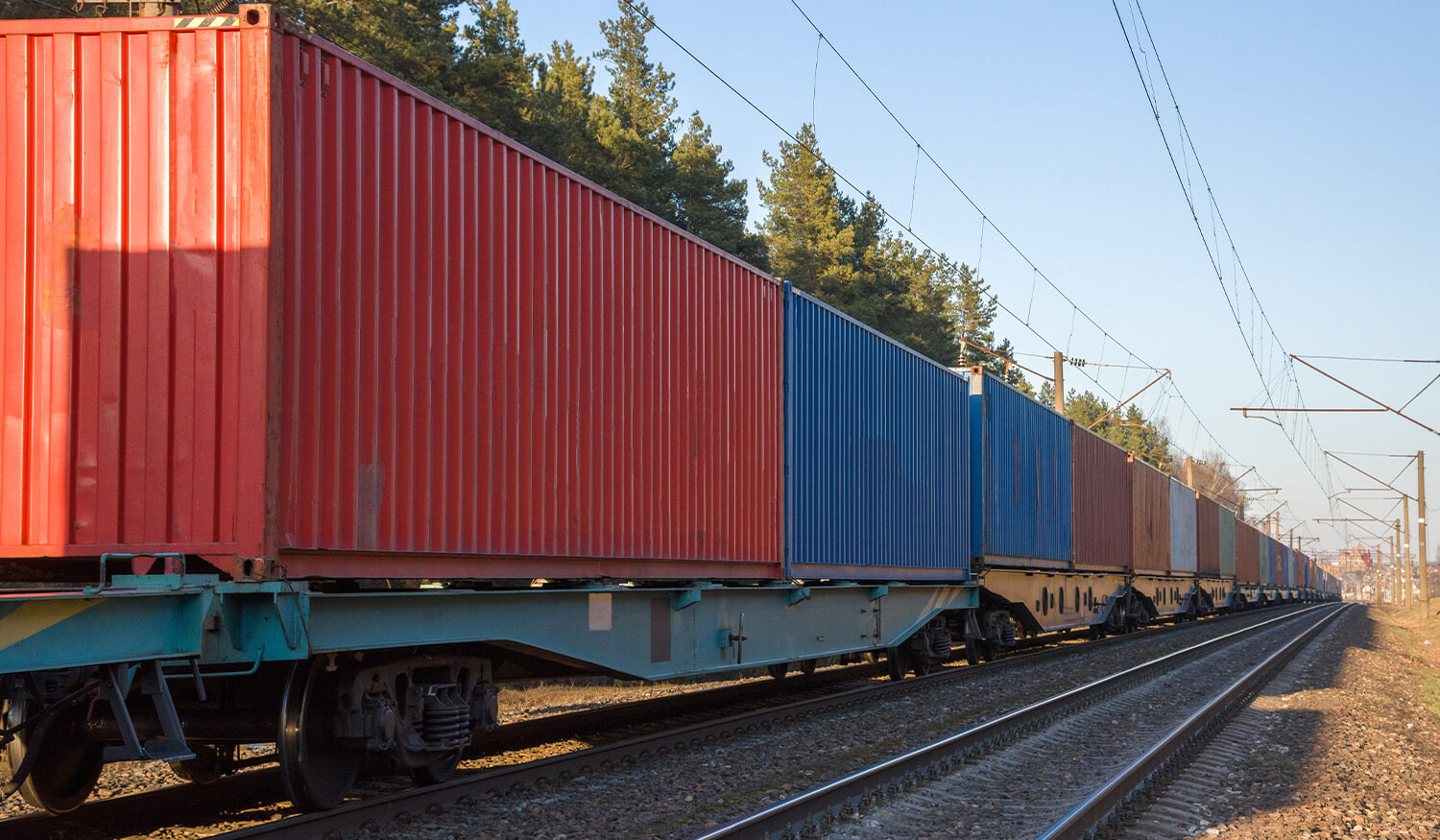 Intermodal containers on train